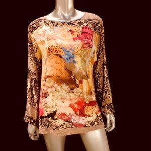 Vtg Carol Little Cherubs German Fabric Top